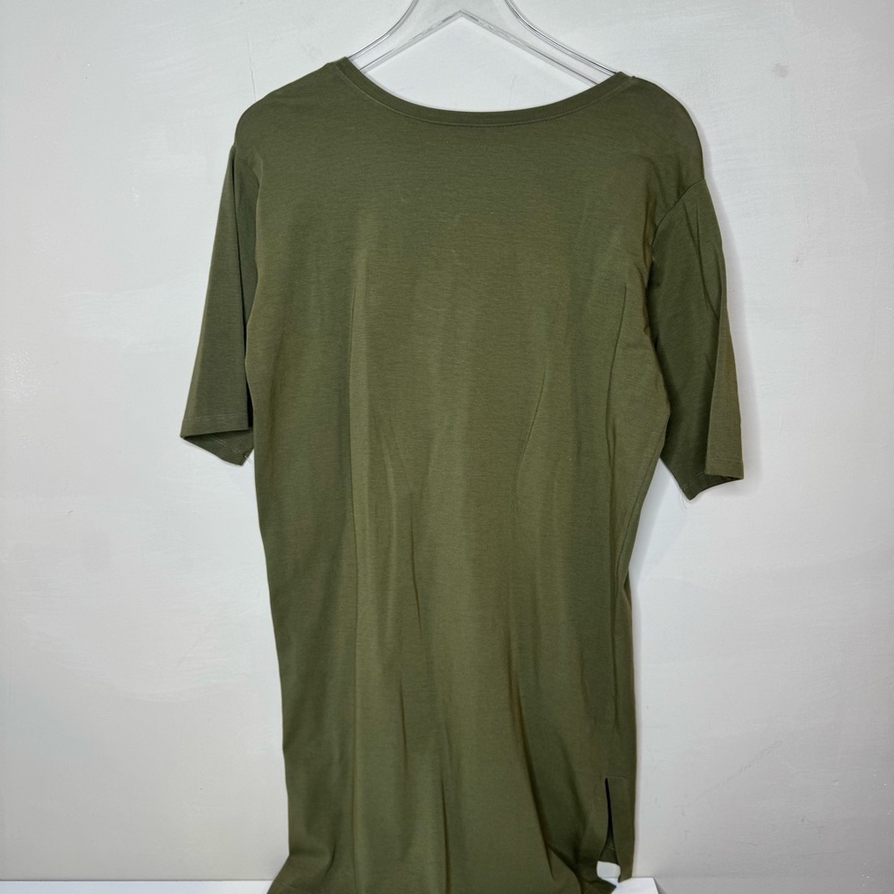 EILEEN FISHER Dress Stretch Organic Cotton Jersey Short Sleeve Green size s/p - Picture 3 of 5